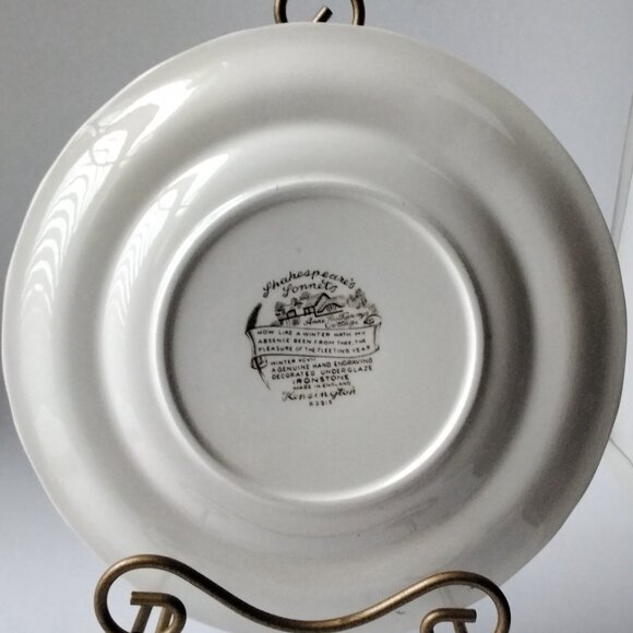 Shakespeare's Sonnets Plate with Winter Scene of Anne Hathaway's Cottage - Picture 6 of 6